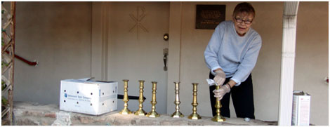 altar guild polishing brass